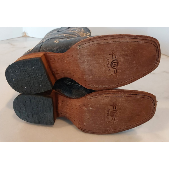 Circle G Womens‎ Embroidery Crackle Leather Snip Toe Boots Size 7.5 NIB - Picture 10 of 16